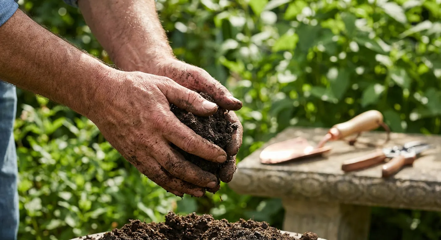 Mains d'un expert analysant la qualité de la terre d'un jardin