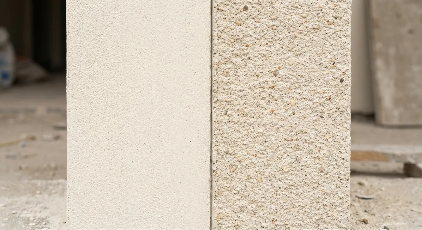 Comparaison macro entre la texture grain fin Parex G10 et le grain moyen G20