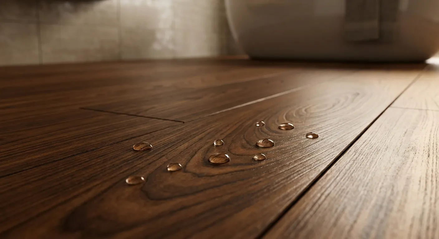 Gros plan sur l'étanchéité et les rainures d'un bois traité pour salle de bain